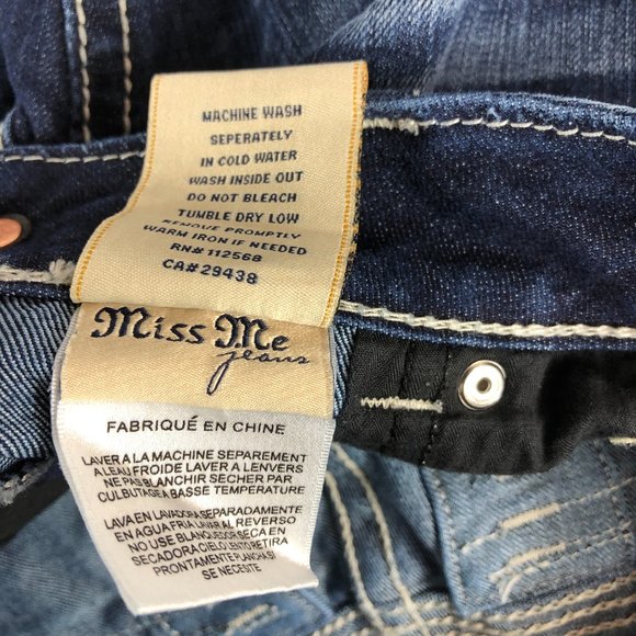 Miss Me Jeans Women's 27 Boot Cut Blue Stretch Denim Embellished Flap Pocket - Picture 8 of 16